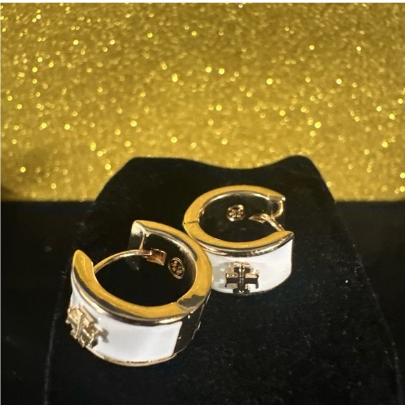 Tory Burch White and Gold Enamel Earrings - Picture 5 of 7